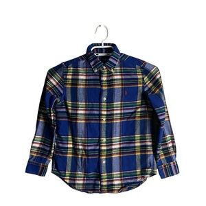 Polo Ralph Lauren Boys Blue Soft Knit Plaid Button-Down Shirt